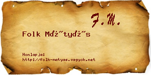 Folk Mátyás névjegykártya